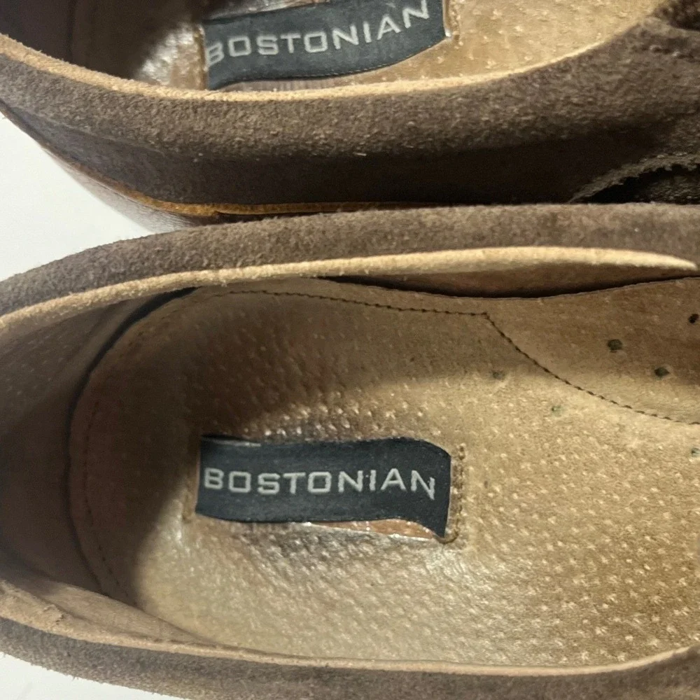 Bostonian Leather & Suede Slip On Moc Toe Loafers Driving Shoes 10 1/2 M Men's